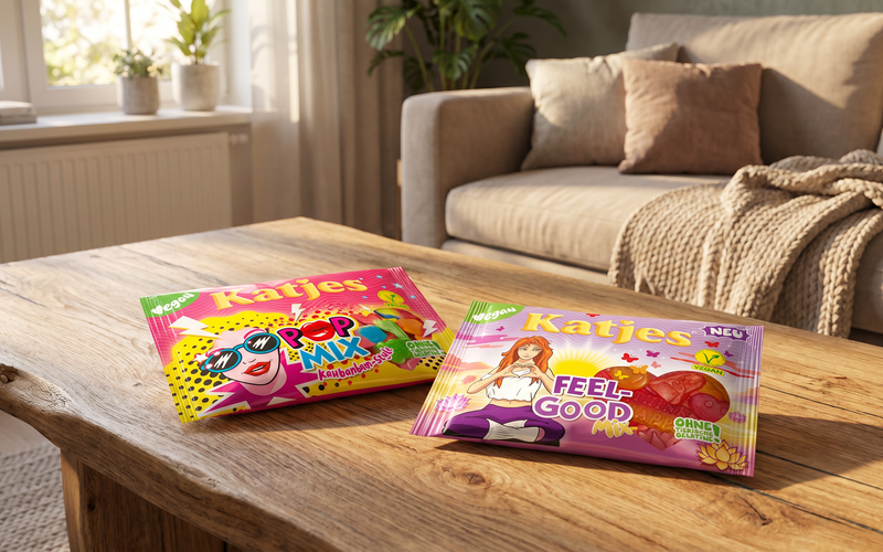 Katjes erweitert veganes Sortiment um die Fruchtgummi-Neuheiten „Pop-Mix“ und „Feel-Good Mix“