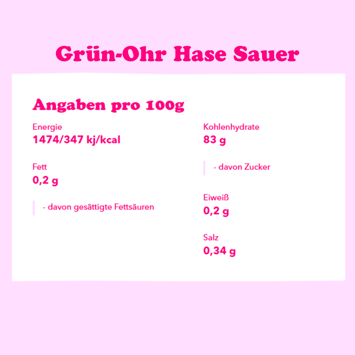Grün Ohr Hase sauer 210g 14er Karton